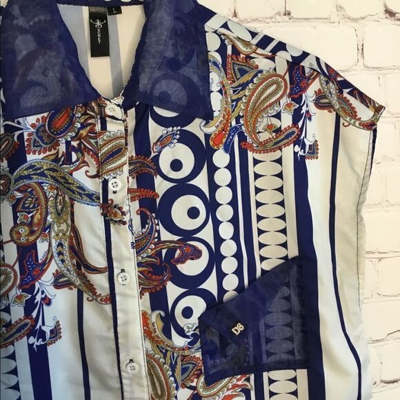 Secret‎ Women's Sleeveless Top Blouse Collared Paisley Print - Picture 3 of 12